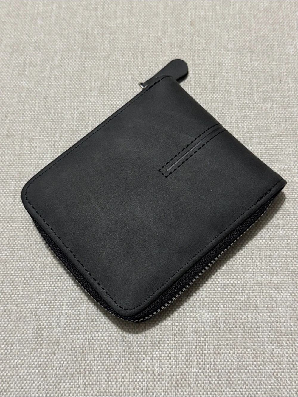 NWOT Unisex Leather Wallet-Compact Zip Around Style-Black-Multi Compartment